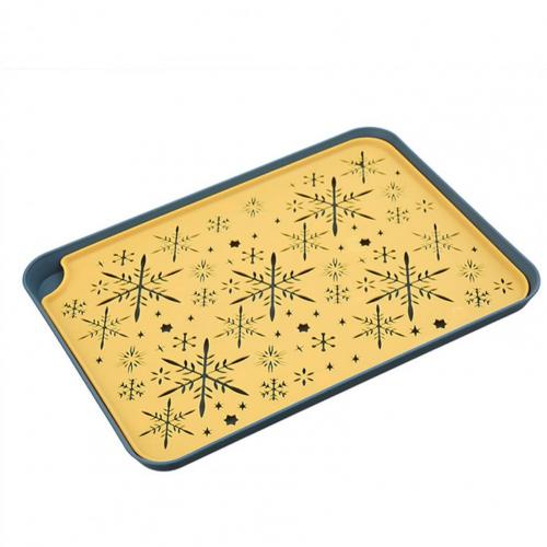 Kitchen Quick Drain Storage Tray Eco-friendly Hollow Pattern Plastic Rectangular Dessert Tray Supplies for Home: Yellow L