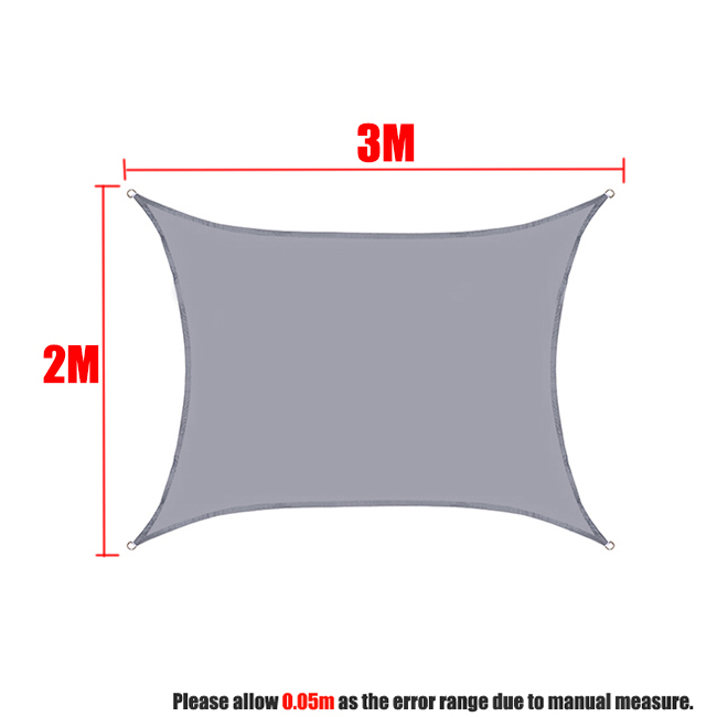 300D Grijs Alle Size Waterdichte Vierkante Rechthoek Driehoek Zon Zonnezeil Tuin Terras Luifel Zwemmen Schaduw Kamp Wandelen Yard Luifels: 2x3m