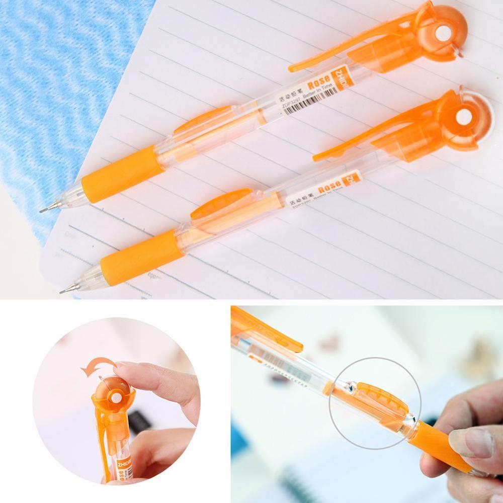 1pcs 0.7mm Transparent Mechanical Pencils With Eraser as School Writing Supplies for Students Random Color