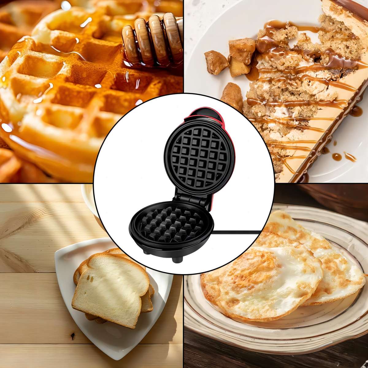 Mini máquina para hacer gofres eléctrica multifuncional, horno para pasteles sándwiches, molde para desayuno, suministros de cocina, utensilios de cocina