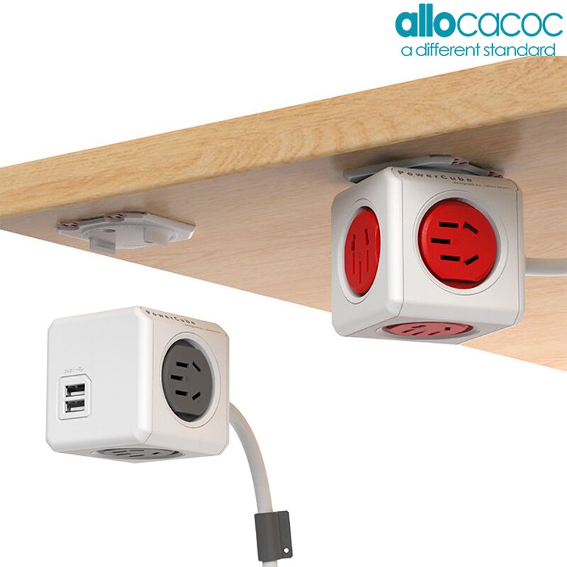 Allocacoc PowerCube Extension Socket - 4 Sockets + 2 USB Ports - 1.5m Cable