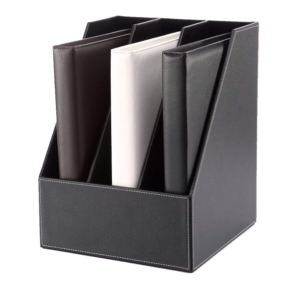 Executive Leather Vertical File Folder Holder Office Product Organizer Store Files Notepad Book Sturdy Cardboard Magazine Holder