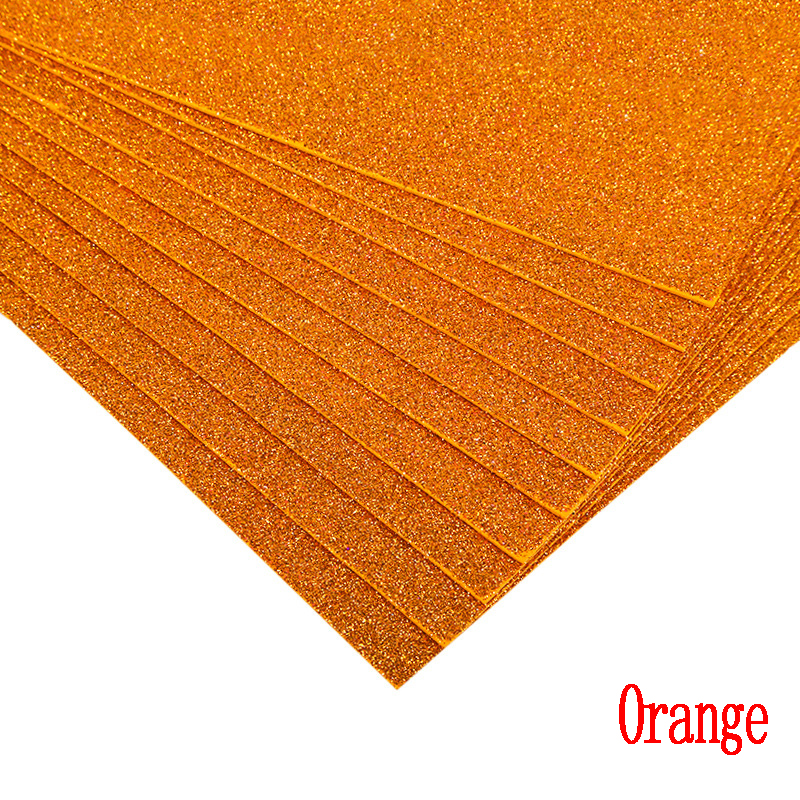 5sheets Glitter Foam Paper Sparkles Paper for Children's Craft Activities DIY Cutters Flash Handcraft Foam Paper Without Glue: Orange