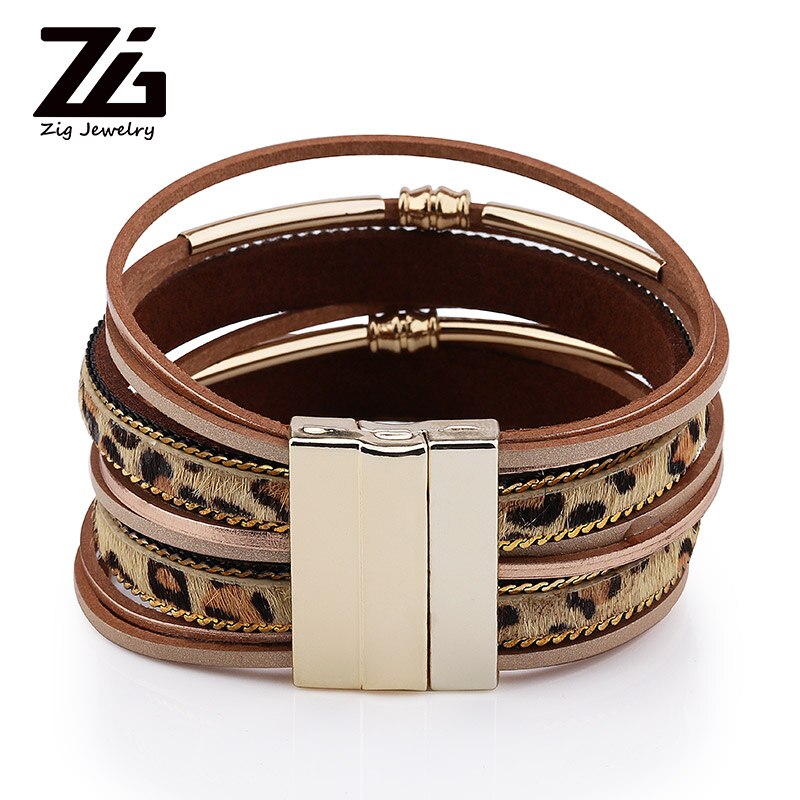 Leren armband dames meerlaagse brede polsband sieraden armband meisjes accessoires