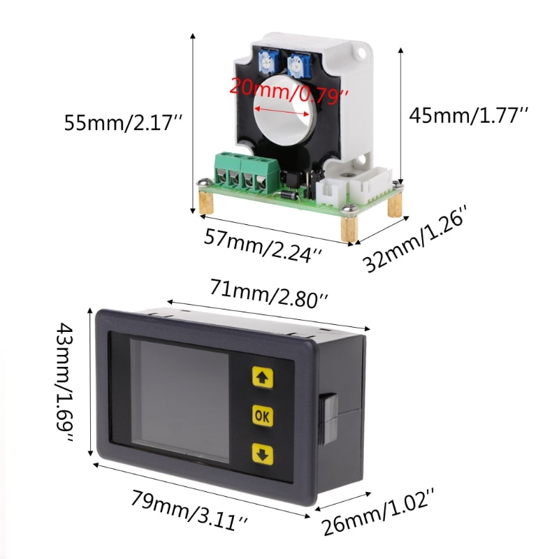 Digital DC Multimeter 0-90V 0-100A Voltmeter Ammeter Power Capacity Time Meter Monitor,Charge-Discharge Battery Tester