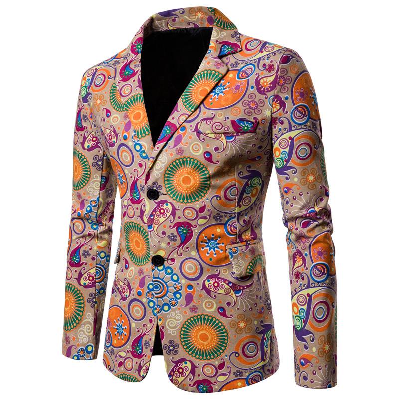 Bloemen gedrukt ontwerpen mannen Blazer Jas Katoen en linnen Casual Slim fit Smoking Blazers Mannen Pakken: X12 / M