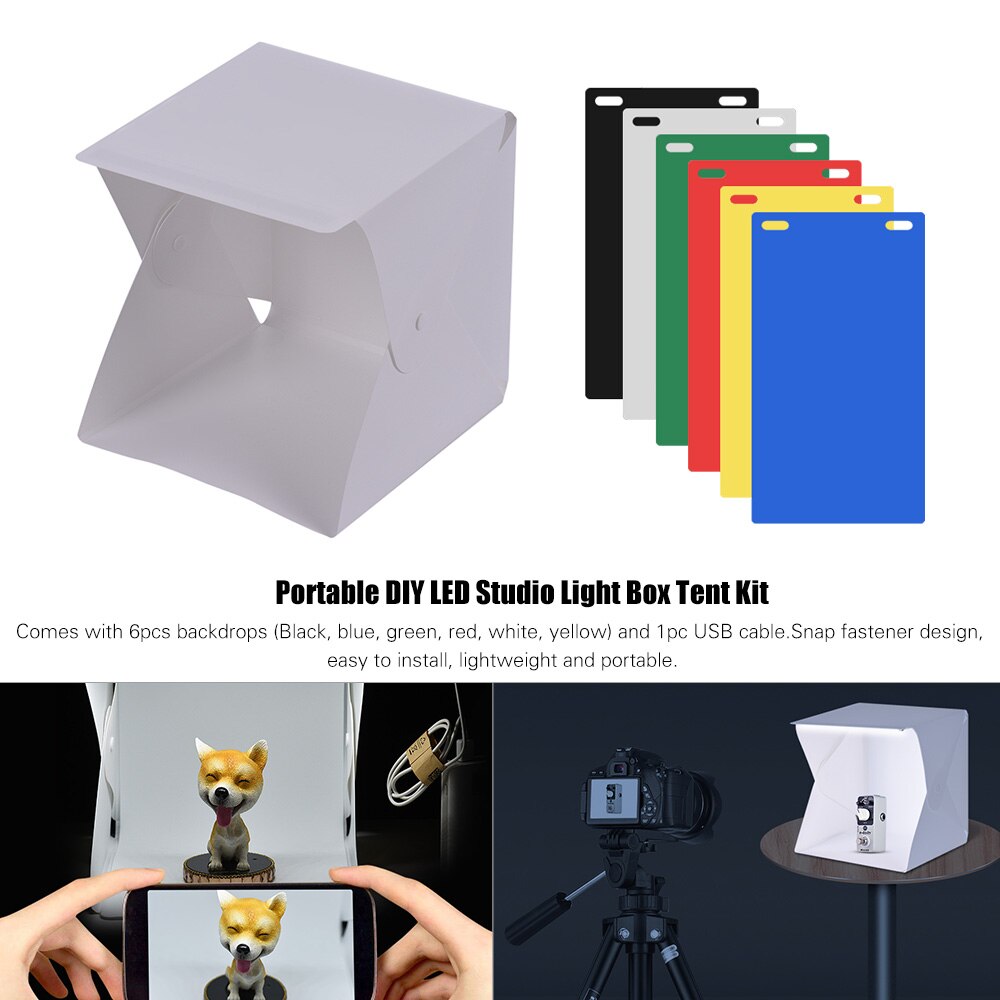 Mini Portable Folding Lightbox Photography LED Light Room Photo Studio Light Soft Box Background Kit for Digital DSLR Camera