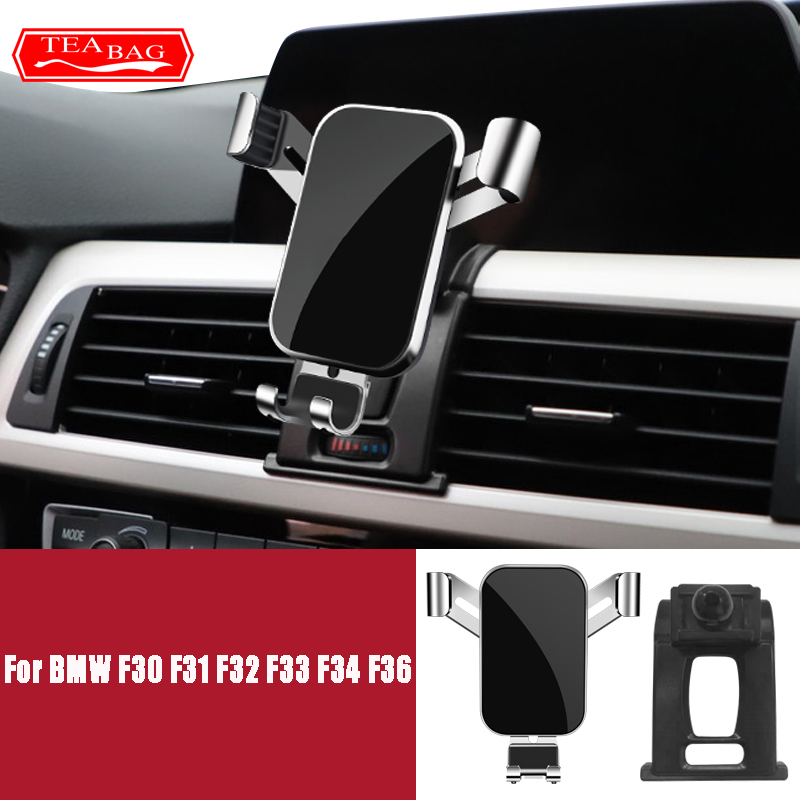 Car Mobile Phone Holder For BMW F30 F31 F32 F33 F34 F36 3 4 Series 3GT Air Vent GPS Gravity Stand Special Navigation Bracket: silver