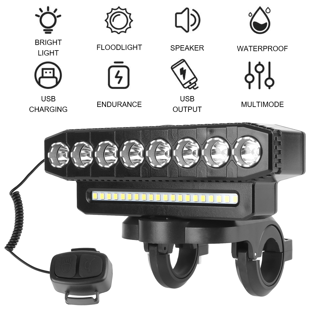 Fahrradbeleuchtung, 8/5 LEDs, 20/12 SMD, wiederaufladbar, wasserdicht, 6 Modi, Beleuchtung, LED-Scheinwerfer, tragbar, universelle Motorradscheinwerfer