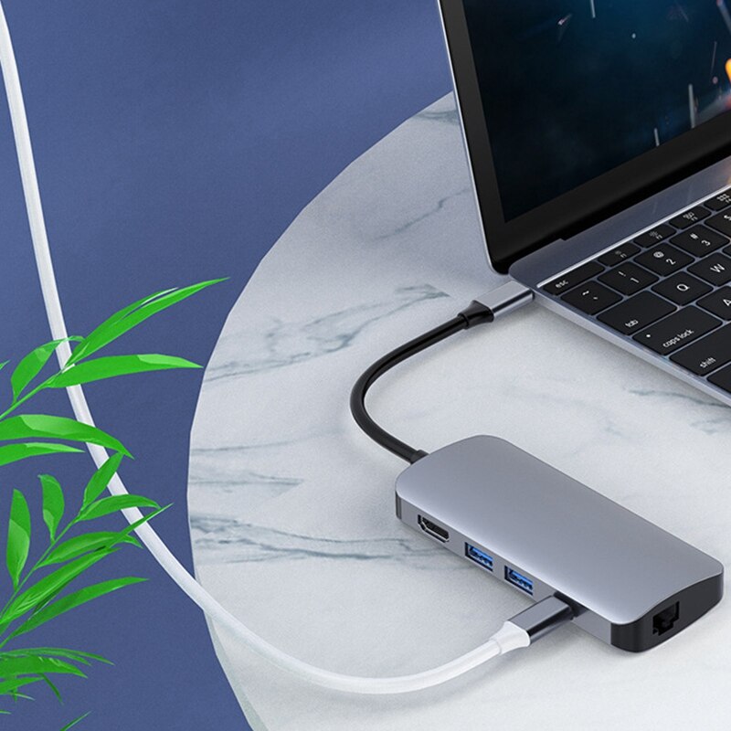 Usb c hub-adapter met pd-oplader, 4k usb c naar hdmi, multipoort usb 3.0 -poorts sd/tf-kaartlezer voor ipad