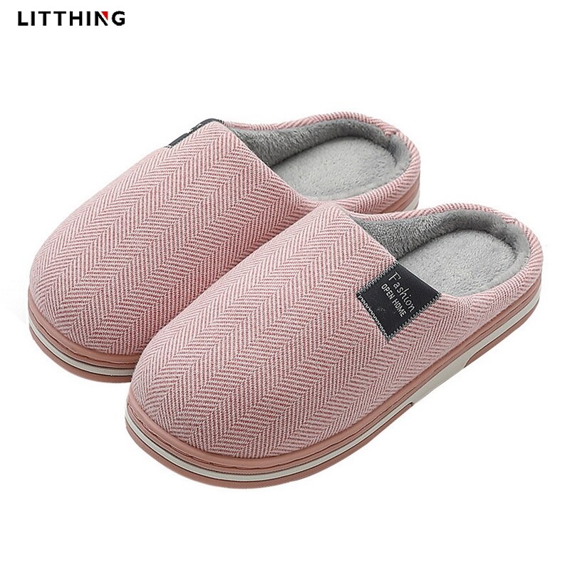 Litthing Vrouwen Winter Warm Bont Slippers Mannen Dames Jongens Meisjes Huis Schoenen Comfort Platte Hak Thuis Indoor Slaapkamer Zapatilla Mujer: pink / 38-39