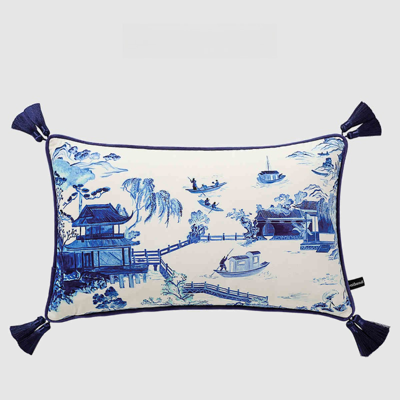 Housse de coussin rectangulaire avec pompon mignon chien, taie d'oreiller imprimée Double face en velours doux, décoration de canapé, chambre à coucher, voiture 30x50cm: Rose