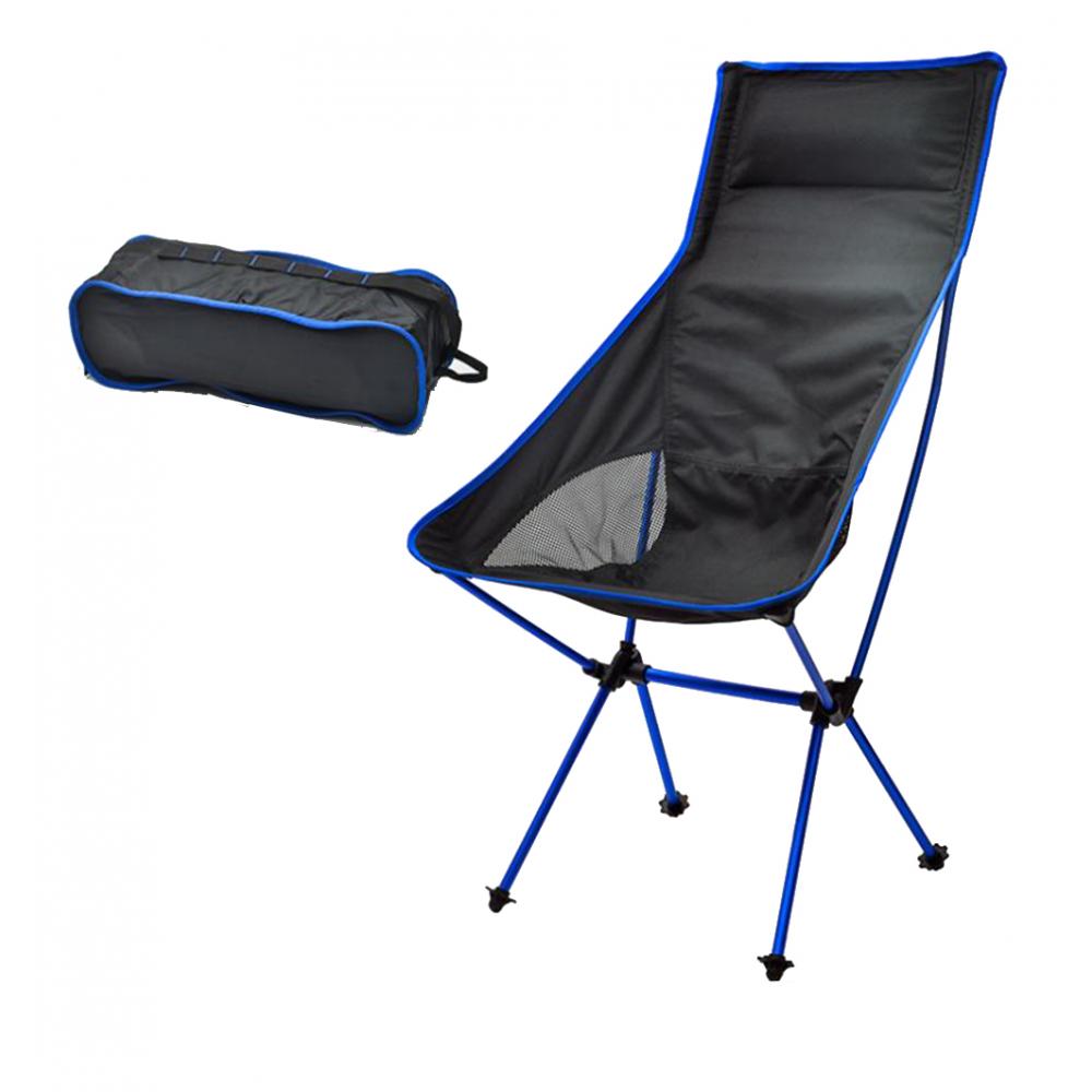 Campingstol udendørs letvægts aluminiumslegering sammenklappelig stol med opbevaringspose bærbar fold op til vandreture picnic fiskeri bbq: Kongeblå