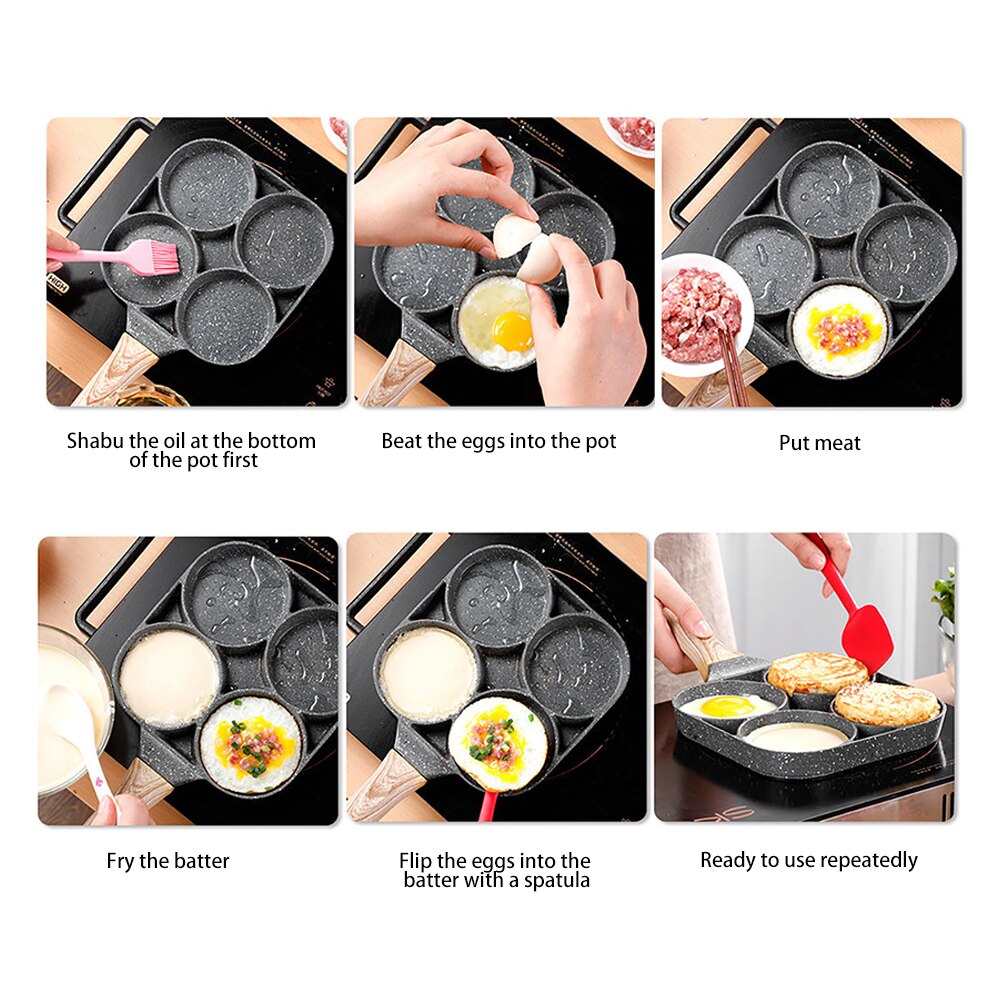 Pratical And Economic Egg Cooker Frying Pan 4-Cups Non-stick Cookware Aluminium Alloy Fried Egg Cooker Egg Poacher