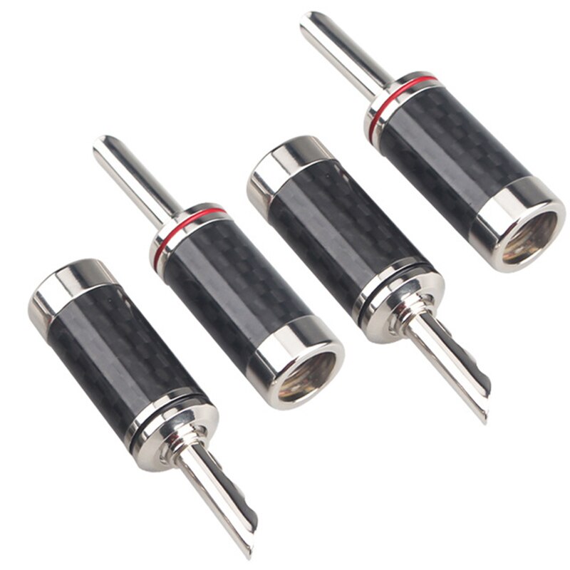 Fiche banane plaquée Rhodium BFA de , câble de haut-parleur audio en fibre de carbone, connecteur banane: Black