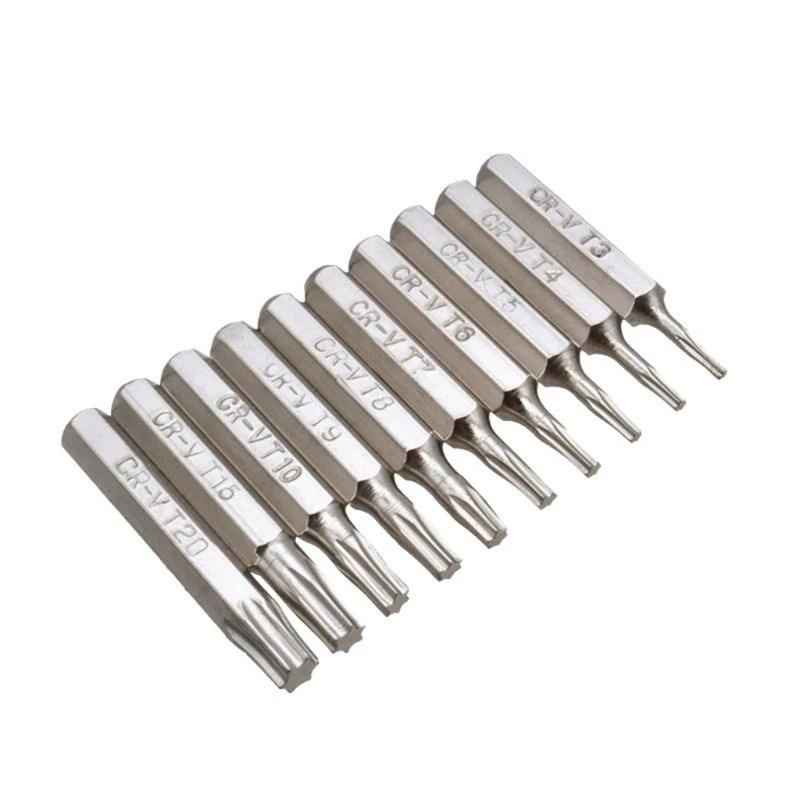 10PCS CR-V Torx Schroevendraaier Bits Set T3 T4 T5 T6 T7 T8 T9 T10 T15 T20 Mobiele Reparatie bit Pruimenbloesems Repareren Hoofd
