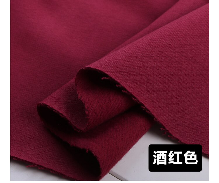 Pull épais 100% coton poncé | D'automne, surdimensionné, pull en tricot molletonné en tissu pas d'étirement: Wine red
