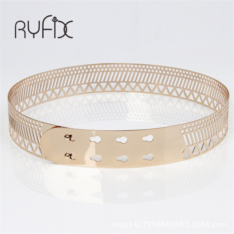 Metal Mirror Waist Belt 4 cm Width Women hollow Metallic Celebrity Gold silver Wide Band For Women Belts BL23