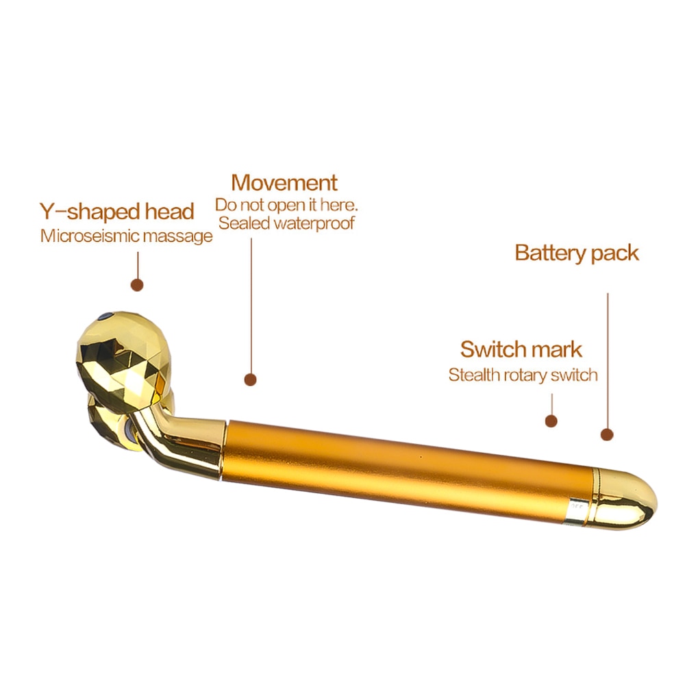 Rullo artefatto viso sottile V viso 24K bellezza sbarra massaggiatore doppio mento muscolo magro 3 D palla da massaggio barra elettrica dorata