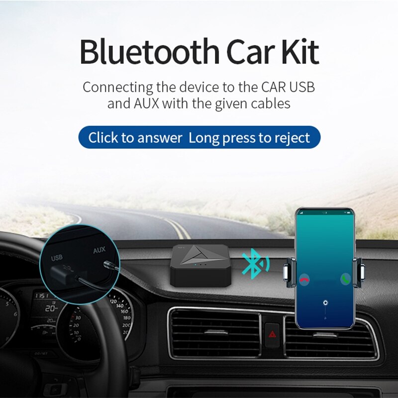 Bluetooth 5.0 Ontvanger Zender 3.5Mm Aux Jack Rca Muziek Wireless Audio Adapter Handsfree Call Mic Nfc Auto Kit