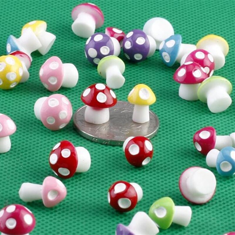 20PCS Mushrooms Terrarium Figurines Fairy Garden Miniatures Party Garden Mini Mushroom Garden Ornament Resin Crafts Decorations