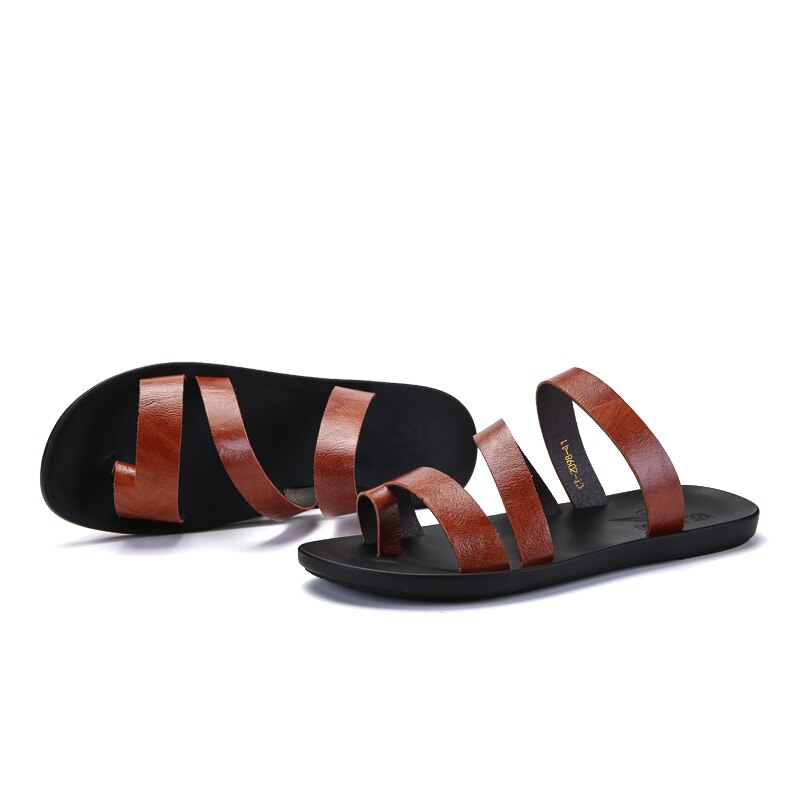 Sandaler tofflor sandles gladiator sandalen cuero beach ete transpirables slide couro sv sandaler sandalier herr man män: Brun / 44