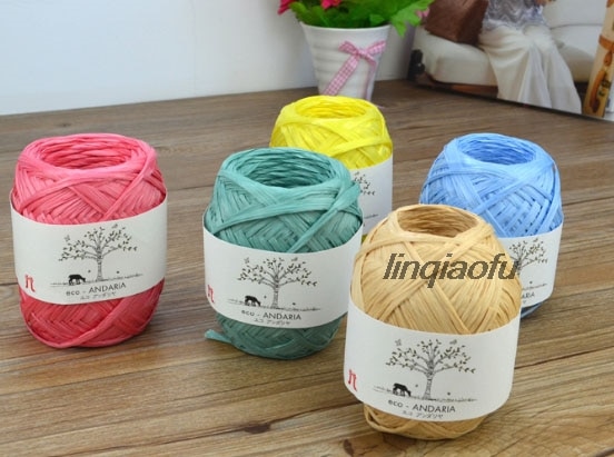 Japansk naturfiber raffia hatpose og papirtråd