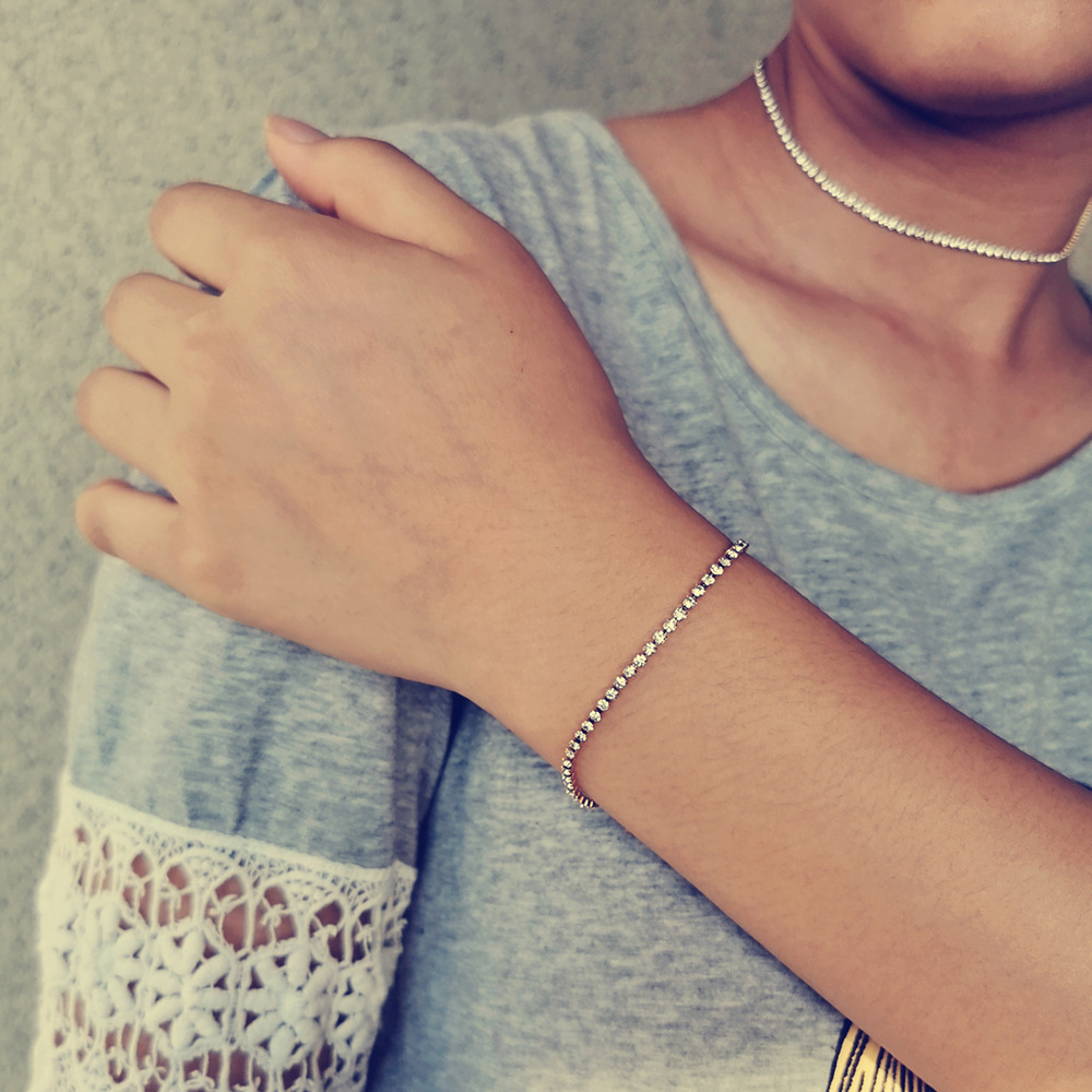 2mm iset ute tennisarmbånd kvinnelig måke sølvfarget rustfritt stål kubisk zirkoniakjede til kvinner bryllupssmykker