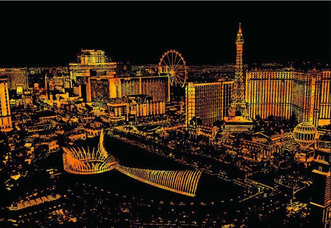 monde célèbre ville nuit scène croquis dessin rayure dessin livre Art croquis planche à dessin enfants d'anniversaire: Las Vegas