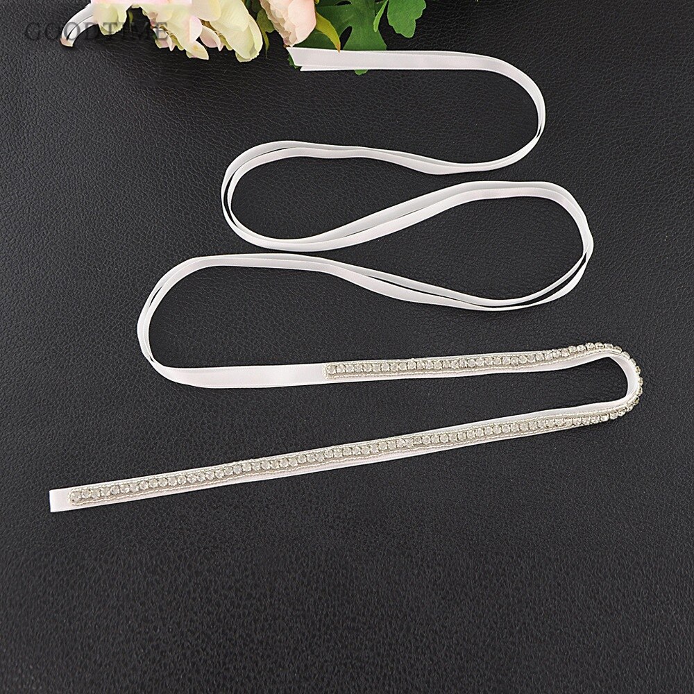 Wedding Belt Rhinestone Bridal Wedding Belt Thin Belt Long Narrow Wedding Dress Accessories Bridal Sash For Women Girl: white