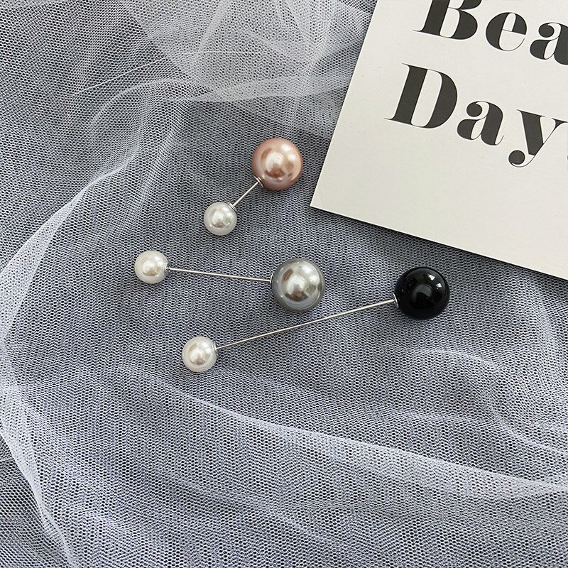 INS Network Red Pearl Brooch Female Anti-Exposure Buckle A- line Pin Fixed Clothes Small Pin Safety Pin Corsage Accessories: 3  Elegance Three piece Set