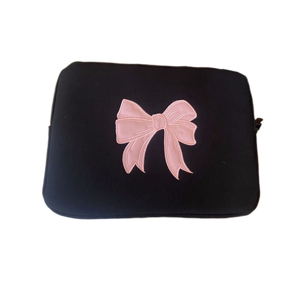 Tablets Bag Pink Bow Tablet Sleeve Bag 11/13/15 Inch Protective Laptop Pouch Black Embroidered Computer Storage Bag School: wine red