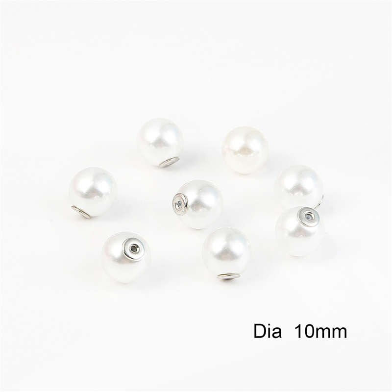 10 Uds. Blanco marfil ABS perlas encanto perno prisionero pendientes Back Stoppers oído Post tuercas enchufar para fabricación de joyería DIY base de aretes: White 10mm Hole1mm