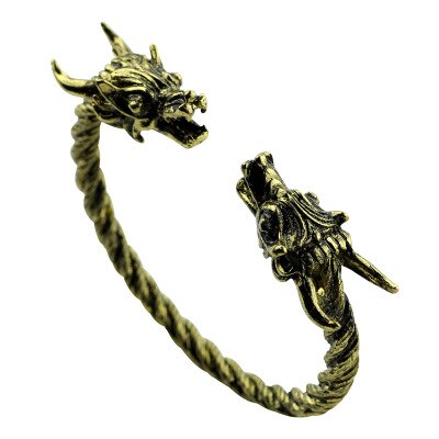 Pulseira punk gótica preta masculina, bracelete para homens e meninos, joia norse de dragão: 1