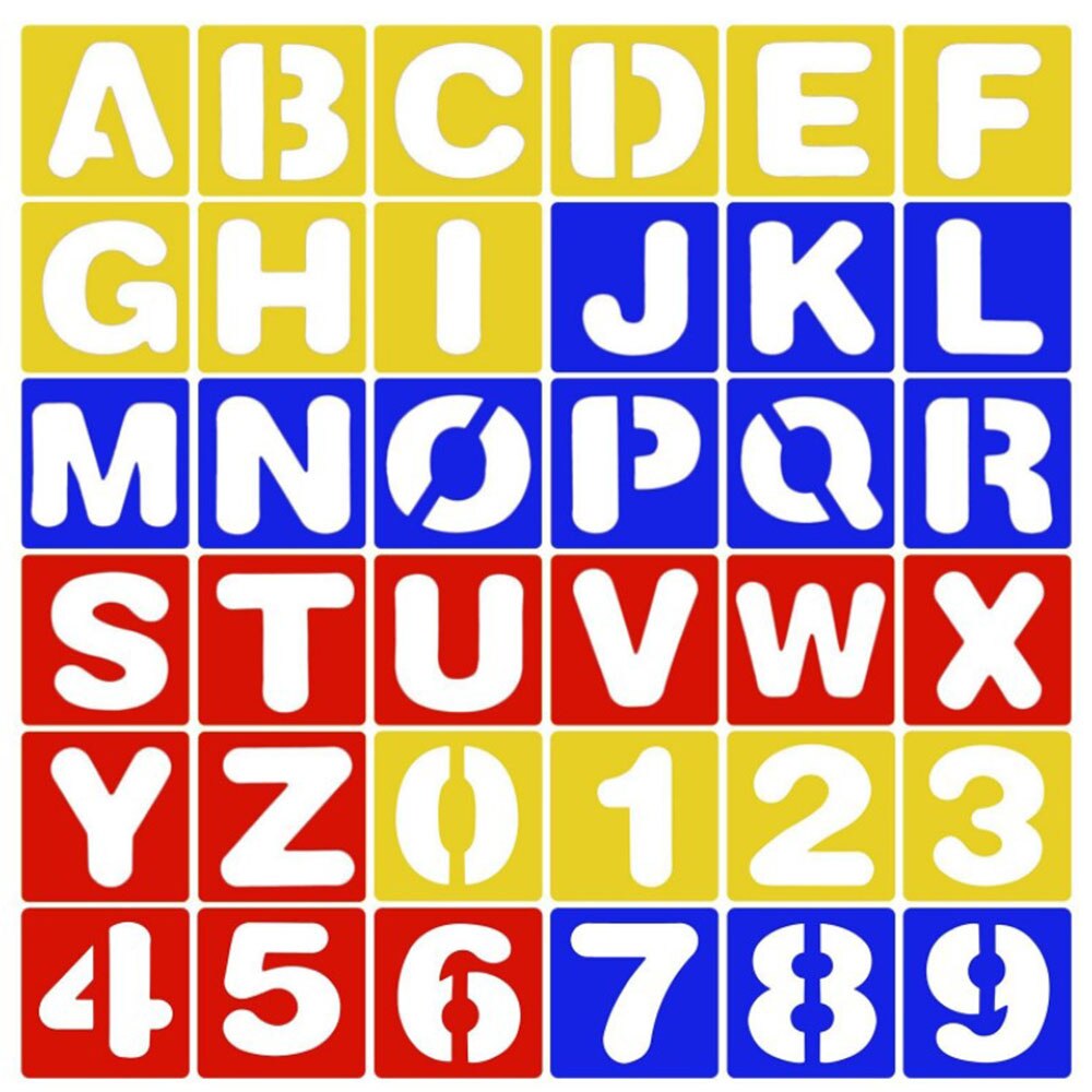26 Capital Letter Number Scrapbooking Notebook Stencil Child Beginning Student Learning Handwriting Practice Painting Template: 26 letter and number