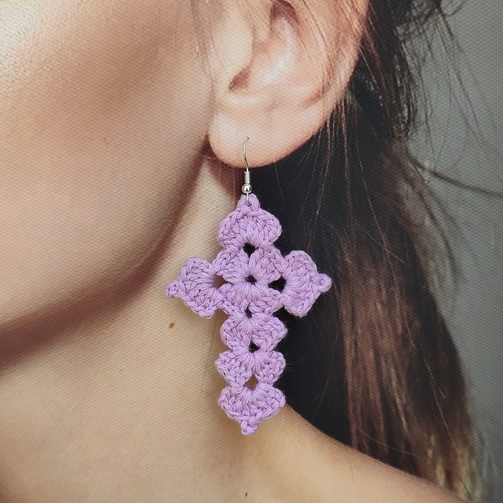 Orecchini con croci tutto'uncinetto per donna Accessori fatti a mano Gioielli Articoli essenziali per le vacanze quotidiane