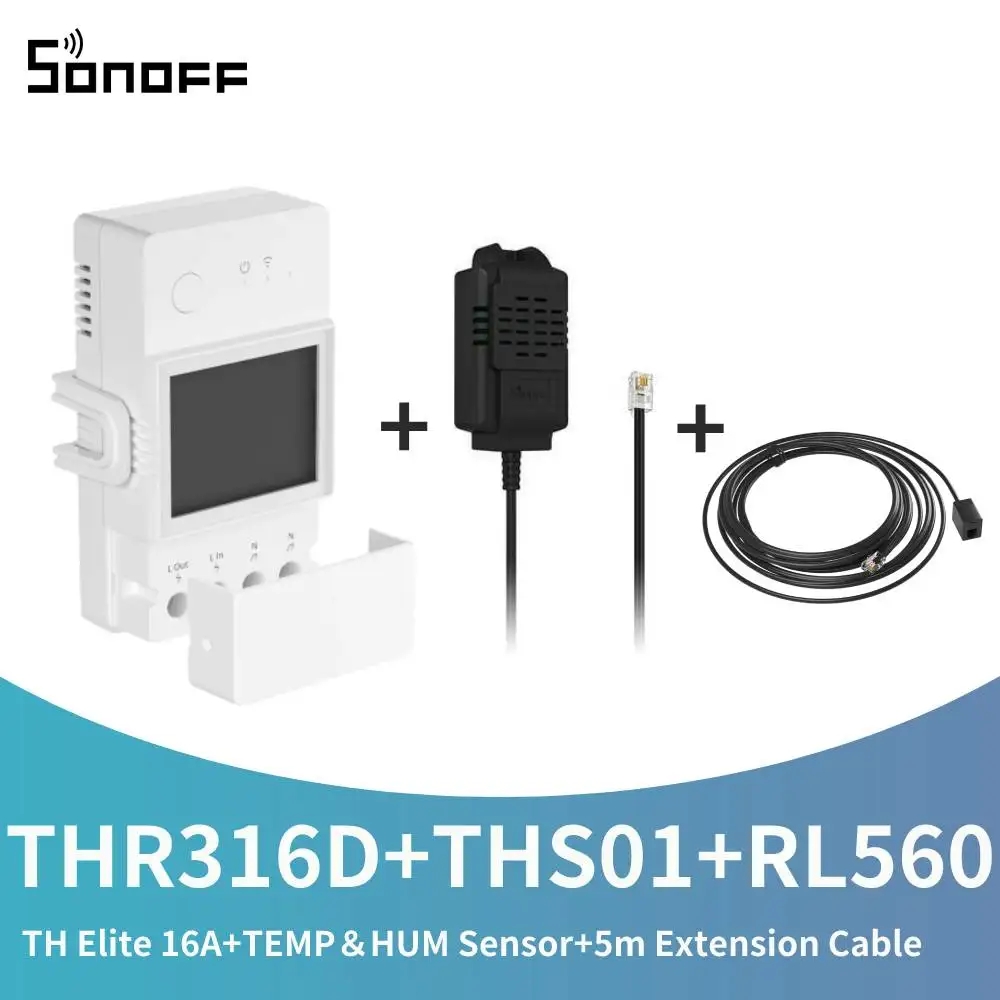 Sonoff th elite 16/20a wifi slimme temperatuur- en vochtigheidsregelaar met ewelink afstandsbediening, compatibel met alexa en google.: Bundel 5
