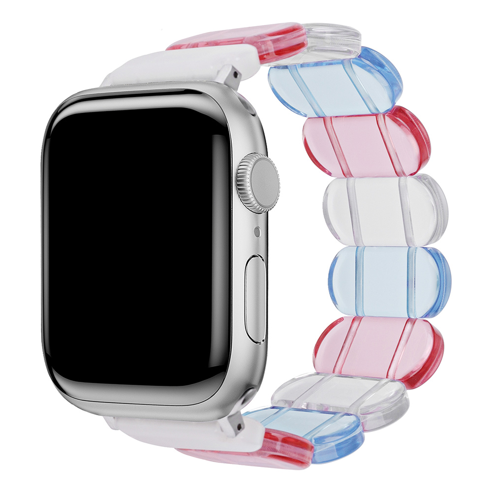 Resin strap for Apple watch band 38mm 40mm 41mm 42mm 44mm 45mm 49mm Resin elastic force Strap correa iwatch series 9 8 7 SE 6 5: BLACK WHITE / 14mm