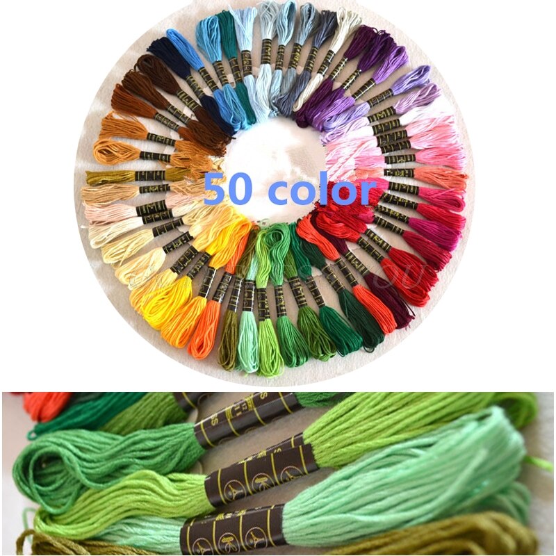 50 Stuks Mix Kleuren Katoen Naaien Strengen Cross Stitch Borduurgaren Floss Kit Diy Naaien Gereedschap