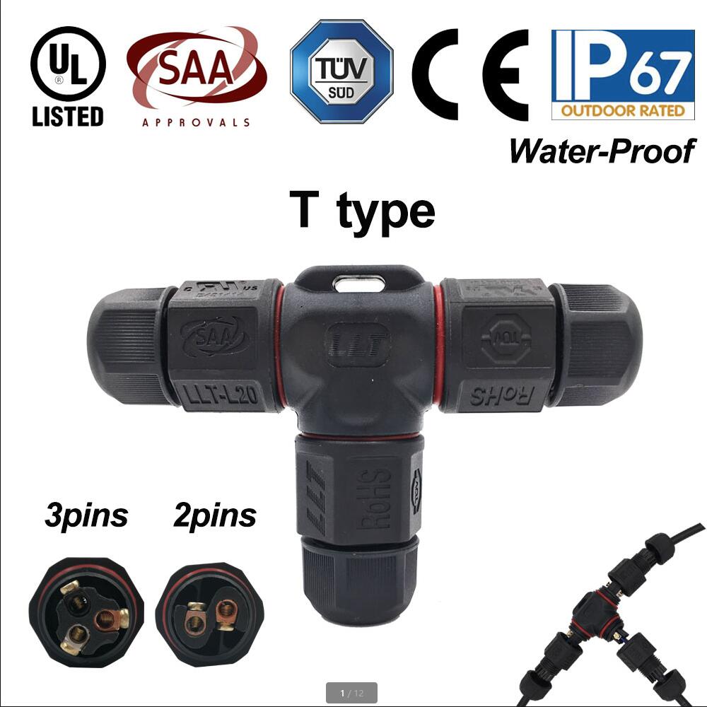 IP67 15A 2 3 Pin Waterdichte Connector Adapter Schroef Locking Cable connector water proof Industriële Elektrische Draad Connecto