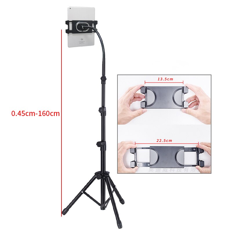 Soporte de trípode ajustable para Tablet, soporte para Tablet de 5 a 12,9 pulgadas, soporte de trípode para IPAD Air Pro 12,9: 1