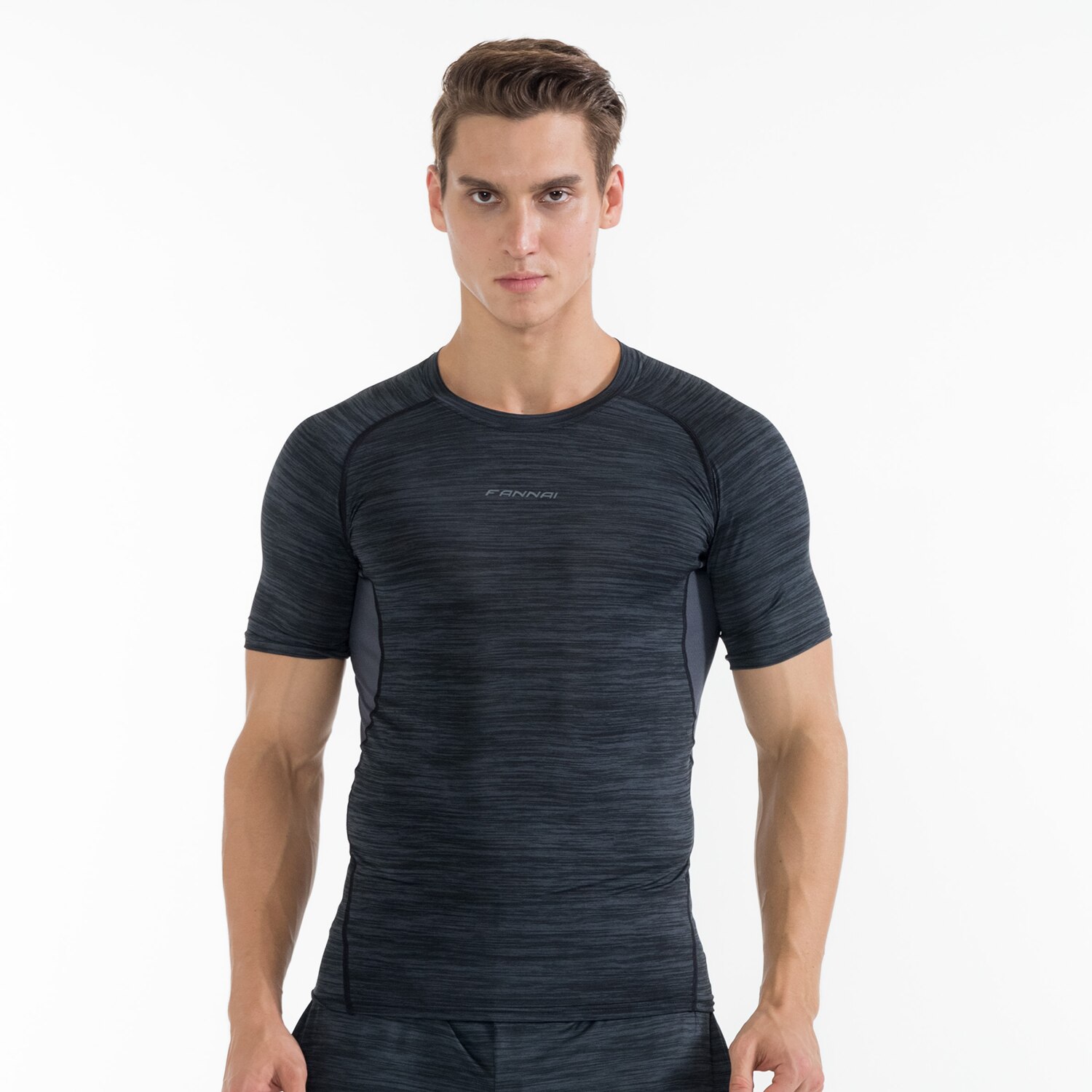 FANNAI Men's Slimming Shapewear Corset T-Shirt - Gym Workout Fitness Sportswear Running Shirt
