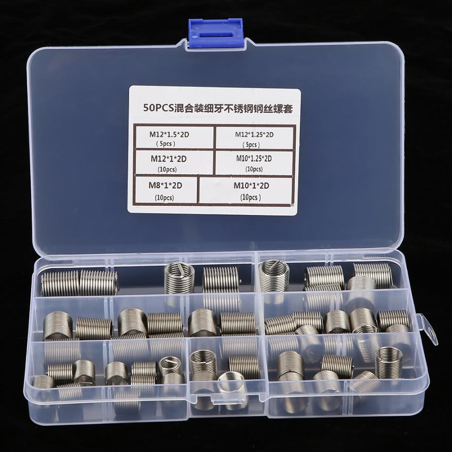 screw thread repair 50pcs M8-M12 Fine Thread Stainless Steel Coiled Wire Helical Screw Thread Inserts Set stainless steel