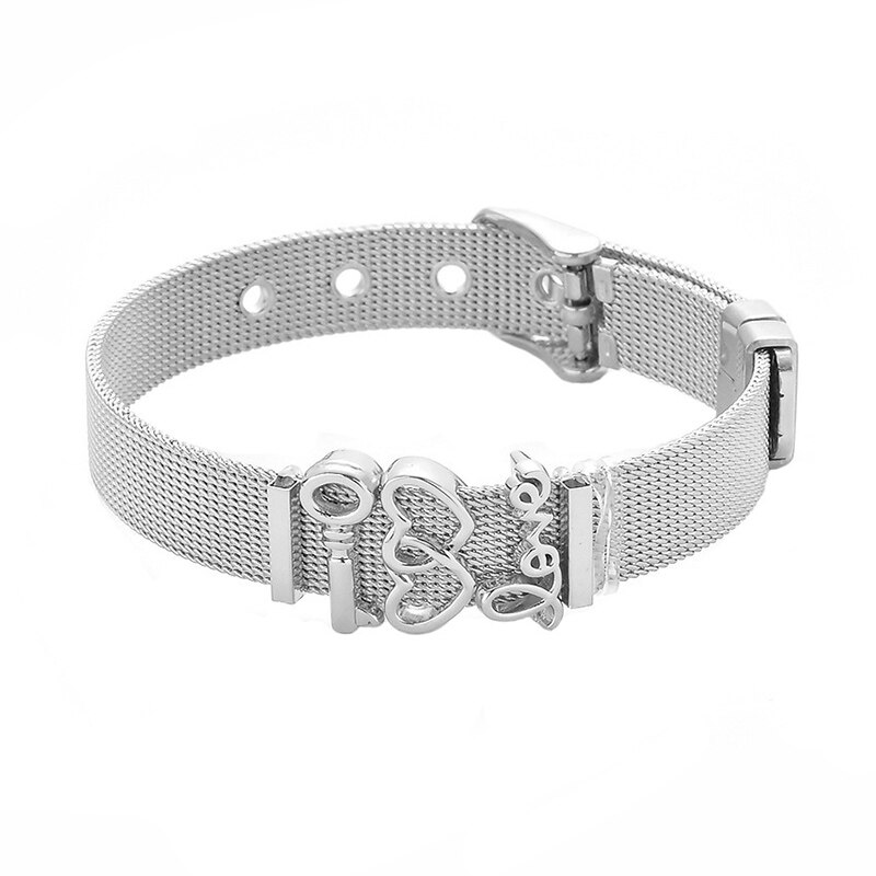 Jewelry Stainless Steel Mesh Charms Bracelet Set with Rubber Preventer DIY Fine Bracelets For Women Men