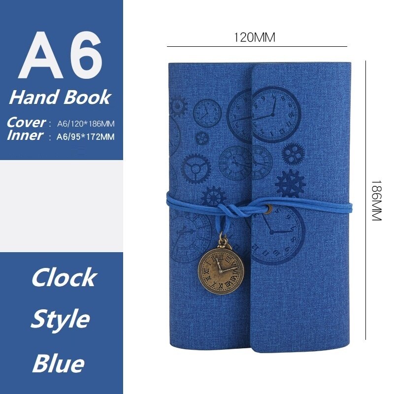 Retro Style Hand Book A6 Spiral Ring Binder Leather Notepad Small Notebook: Blue