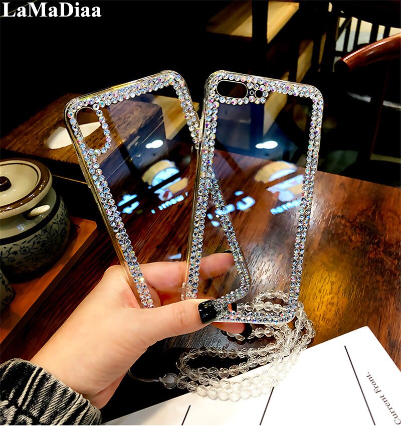 Per iphone 11 Pro Max Per iphone X XS Max XR 8 più di 7 più il Caso di Lusso Del Diamante Del Rhinestone di Caso Per iphone 5 5S 6 6S Plus CASO