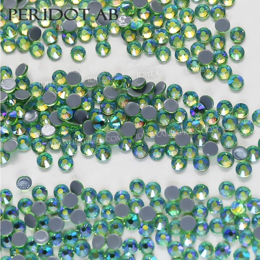 Peridot AB hotfix strass schmelzen flache rückseite kristalle strass glänzt für hochzeit diamant kleid kleidung kostüm pailletten kunst