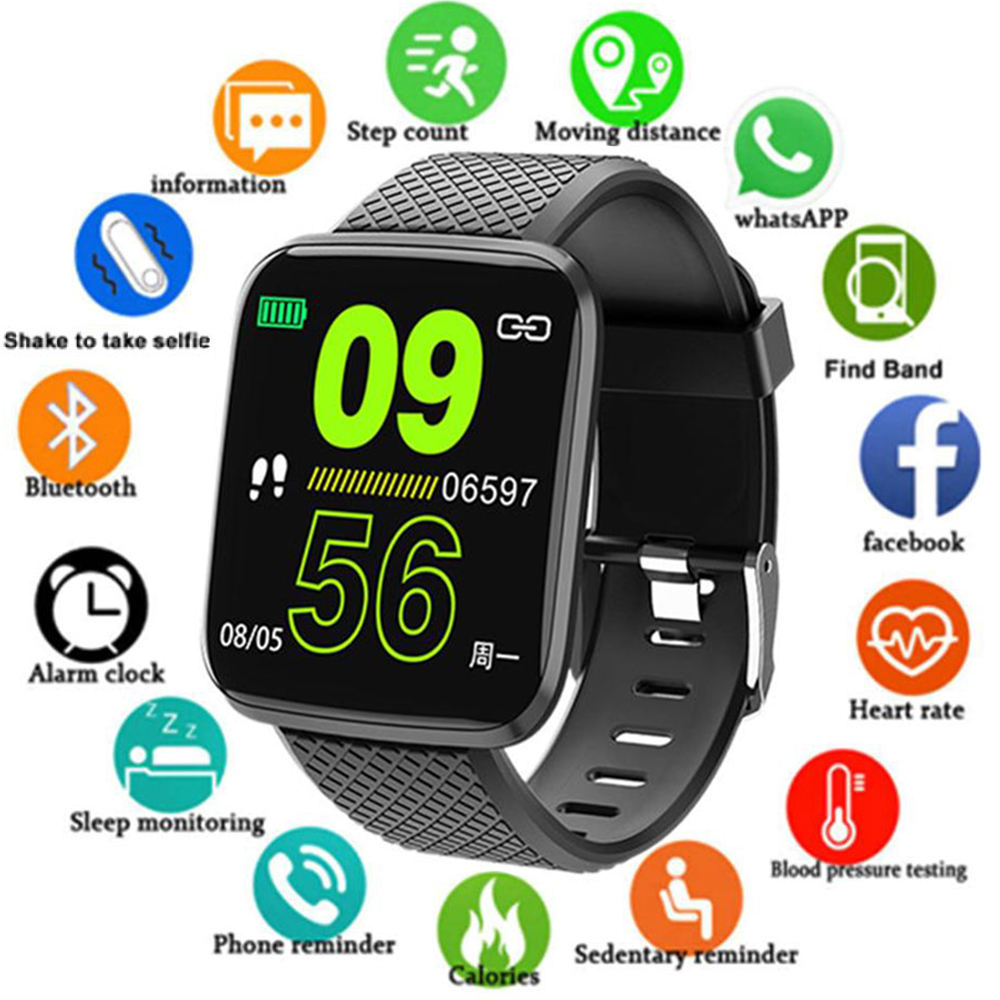 D13 Sport LCD Smart Uhr Wasserdichte Fitness Tracker Blutdruck Smartwatch Herz Rate Monitor Männer Uhr Band Für Android IOS