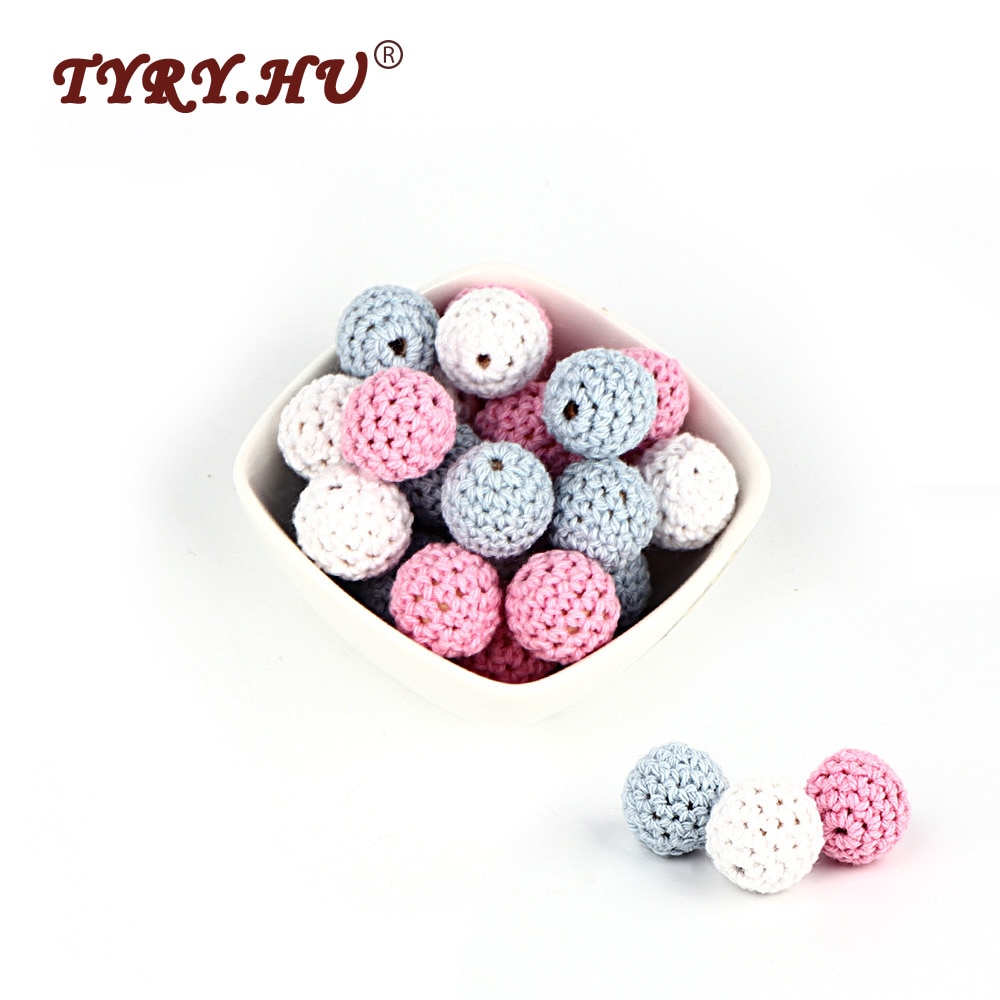 Tyry .hu 30 st naturliga träpärlor runda 16mm tuggbara tand ammande virkade pärlor barnbitning bitring leksaker baby shower