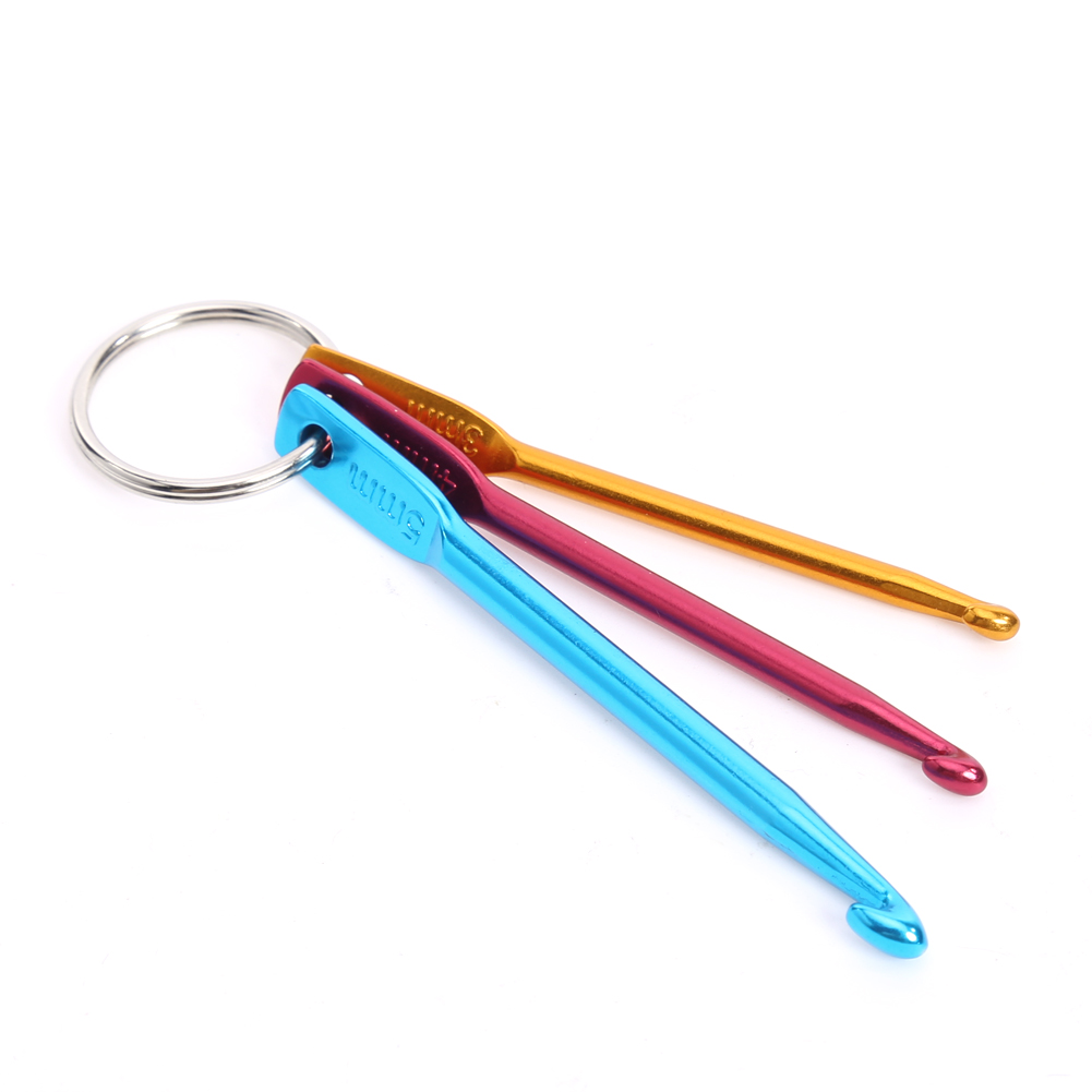 5Set 3 Stuks Haaknaalden Veelkleurige Mini Aluminium Sleutelhanger Haakhaken Diy Ambachten Gereedschap Breien Weven Haarnaalden